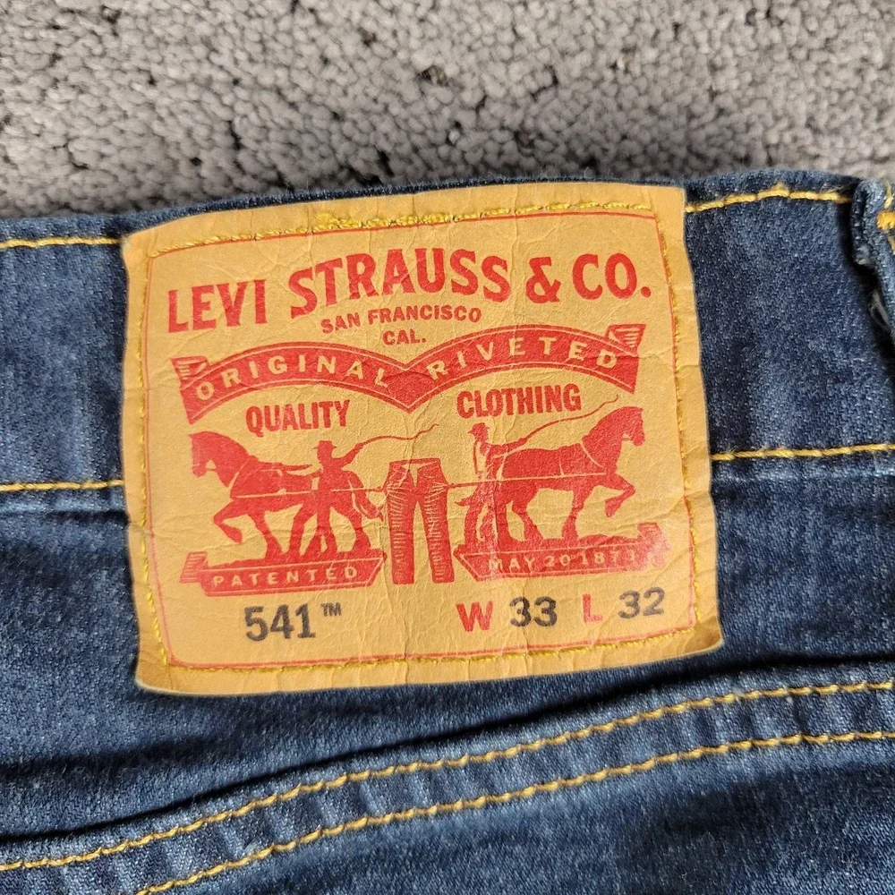 Levis 541 Jeans Mens 33x32 Blue Athletic Fit Tapered Dark Wash Stretch Denim